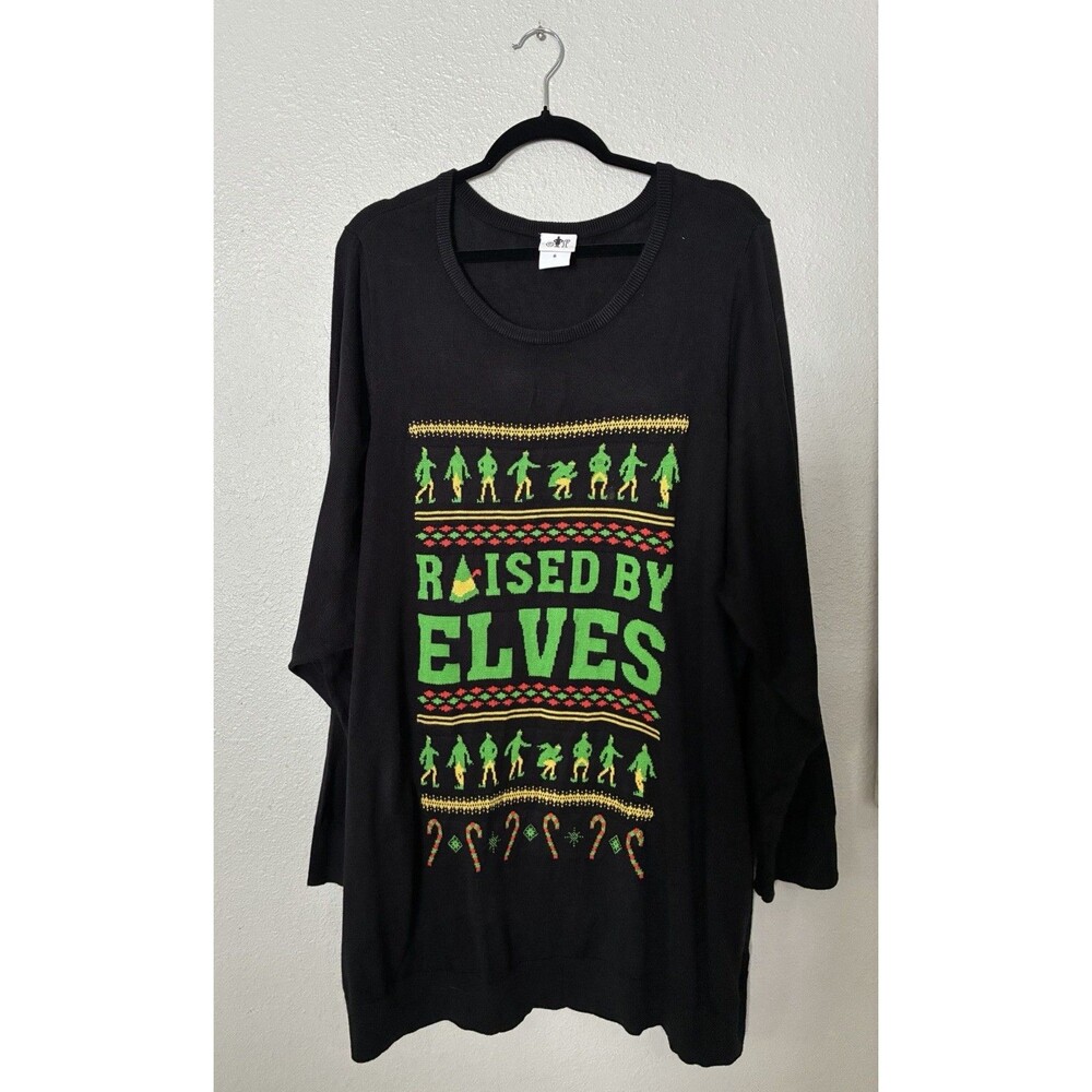 Torrid Elf Christmas Sweater Size 6X Raised By Elves Black Holiday